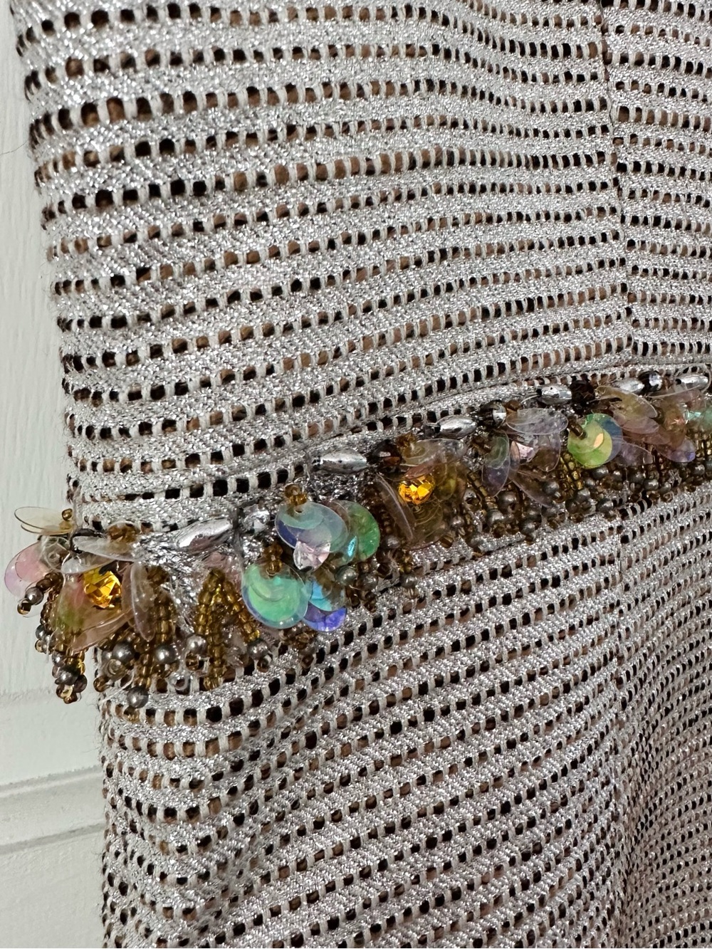 Trina Turk Metallic Tweed Garreth Shift Dress Beaded Embellished Sequins Size 10 - Picture 7 of 14